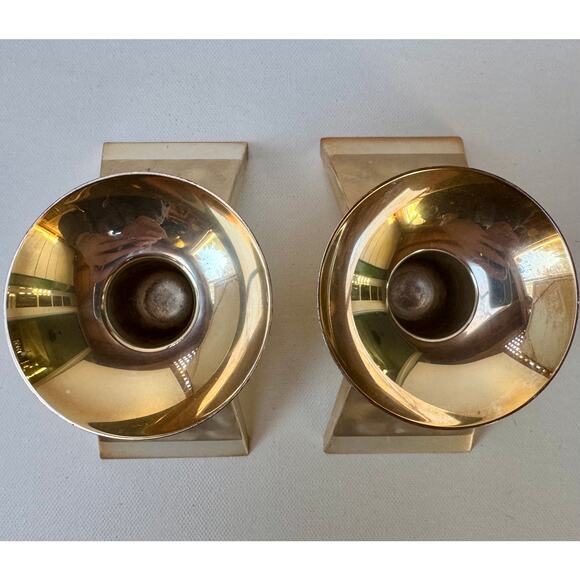 Vintage WMF Ikora Brass Candleholders – Sculptural Mid-Century Pair (Germany) - Picture 5 of 9